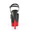 Босоніжки Pleaser Adore-709BR-H на підборах 7 дюймів, двоколірні босоніжки з ремінцем на щиколотці 2 3/4 дюйма, чорні/червоні