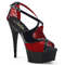 Босоніжки Pleaser Delight-652-1 *6 дюймів на підборах, 1 3/4 дюйма, двоколірні босоніжки з відкритим носком, чорні лаковані, червоні, з сітки, чорні