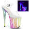 Босоніжки Pleaser Flamingo-808RG-03 на підборах 8 дюймів, ремінець на щиколотці 4 дюйми з ремінцем PF, що реагує на ультрафіолетове випромінювання, прозорі/різнокольорові