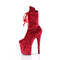 Чоботи Pleaser Flamingo-1045VEL *8-дюймовий каблук, 4-дюймові оксамитові черевики до щиколотки з PF, червоні