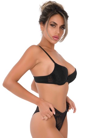 Трусики с цветочной аппликацией и открытым доступом Daring Intimates черный, S/M