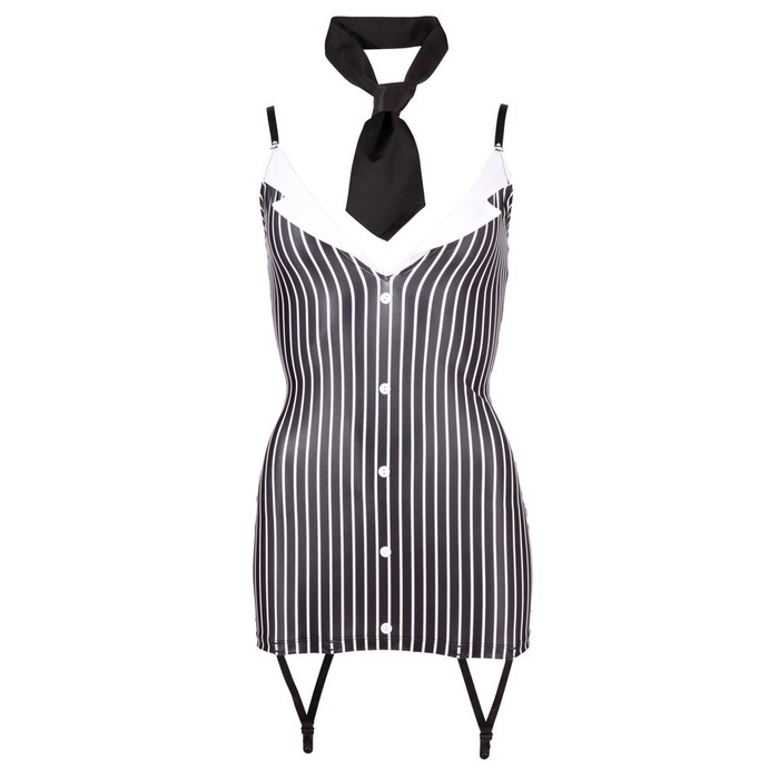 Костюм секретарки у смужку Cottelli Collection з 2 предметів, чорно-білий, S