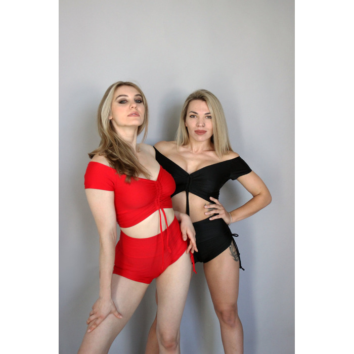 Шорти Sport Strainer з Високою Посадкою та Регульованими Боками для Pole Dance, Fitness та Heels - червоний