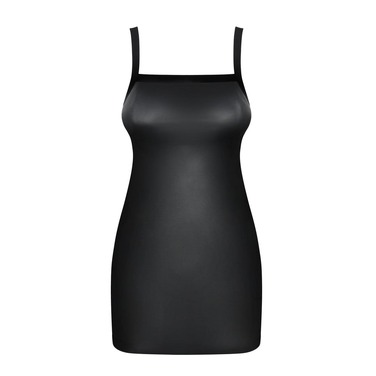 Платье винил Obsessive Leatheria chemise & thong, в комплекте стринги, черный, S/M