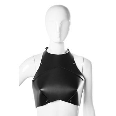 Бюст з натуральної шкіри Candy Hero Armor 2 чорний, розмір 46-48 (M-XL)