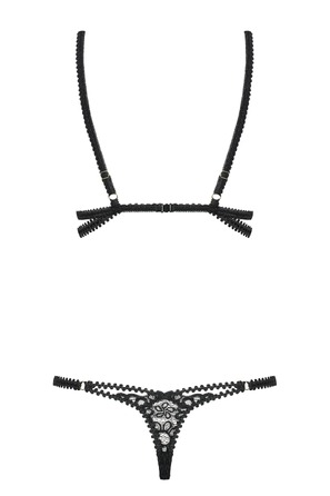 Боди ажурный полупрозрачный Obsessive Mixty teddy чёрный, L/XL