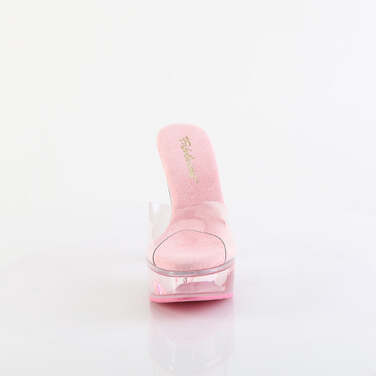 Шлёпанцы Martini-501, каблук 5 дюймов, высота 3,5 см, прозрачный/розовый