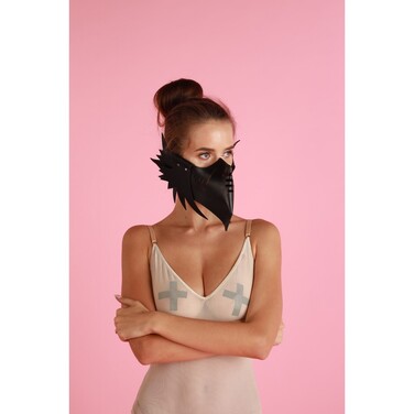 Маска ворон Candy Hero MLA6 кожа, ручной работы, черная