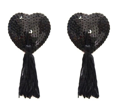 Пестисы в форме сердечек с пайетками и кисточками Sunspice, черные