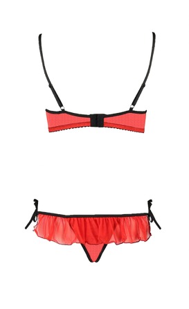 Комплект белья с открытой грудью Cherry Passion, 2 предмета, красный, S/M