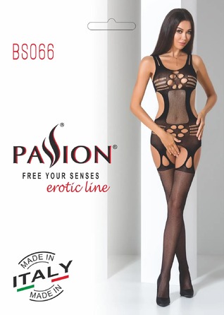 Бодистокинг BS066 Black Passionс имитацией чулок, черный, S/L