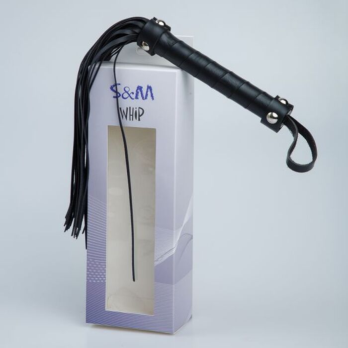 F61419 Плетка из экокожи c узкими хвостами FLOGGER BLACK