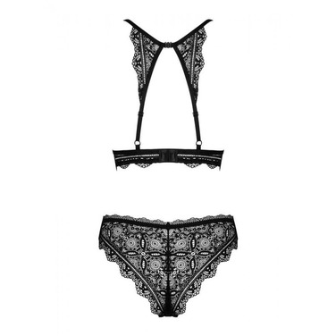 Комплект мереживної білизни Obsessive Renelia, чорний L/XL