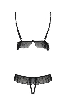 Боді з оборками та відкритим доступом LEILA BODY black S/M - Passion