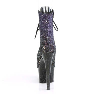 Чоботи Adore-1021OMBG *7-дюймовий каблук, 2 3/4-дюймові черевики з відкритим носком на шнурівці, збоку блискавка, фіолетові/чорні