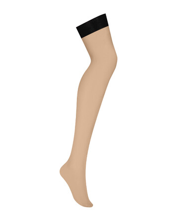 Чулки сексуальные Obsessive S814 телесно-черные, S/M
