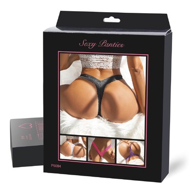 Трусики стринги кружевные Star Night, черный