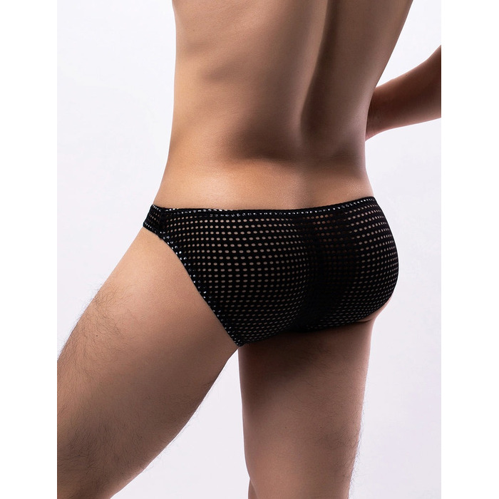 Дышащие сетчатые сексуальные мужские трусы Star Night черные, XL