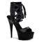 Босоніжки Pleaser Delight-600-14 на підборах 6 дюймів, 1 3/4 дюйма з мереживом спереду PF, чорні, веганська шкіра/чорний колір