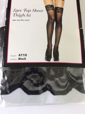 Чулки с кружевными коронками Music Legs, черные, One Size