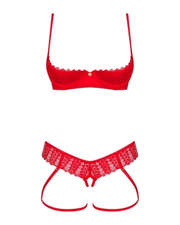 Комплект с открытым доступом Obsessive Ingridia, красный, XS/S