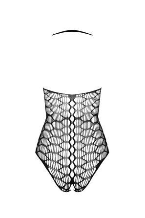 Боди BS087 в крупную сетку и с открытой спиной, черный