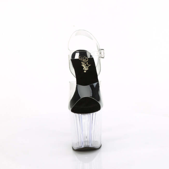 Босоніжки Enchant-708 на підборах 8 дюймів, босоніжки з ремінцем на щиколотці 3 3/4 дюйма, прозорі чорні/прозорі