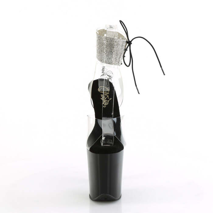 Босоножки Flamingo-891-2RS *Каблук 8 дюймов, 4-дюймовая манжета на щиколотке, украшенная стразами, прозрачный/черный