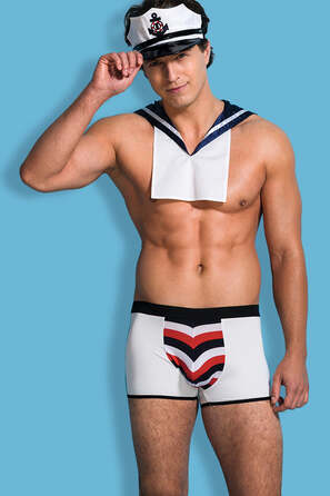 Костюм Моряка Sunspice кепка, боксеры, воротник, синий - белый, L/XL