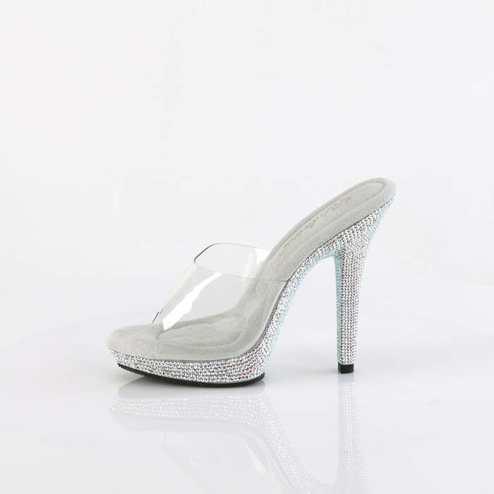 Шлепанцы Lip-101DM, каблук 5 дюймов, скользящий 3/4 дюйма, прозрачный/серебристый