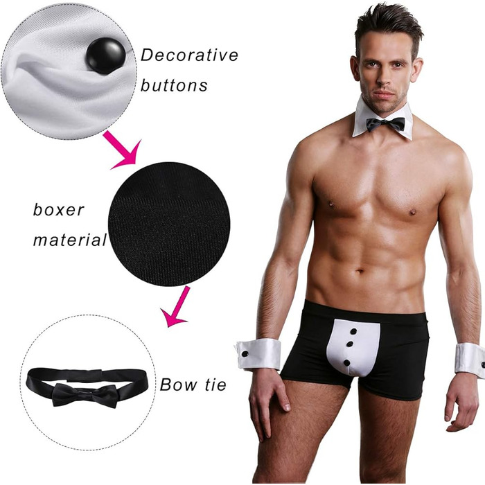 Чоловічий ігровий костюм Sunspice Сексуальний Офіціант, чорний-білий, O/S