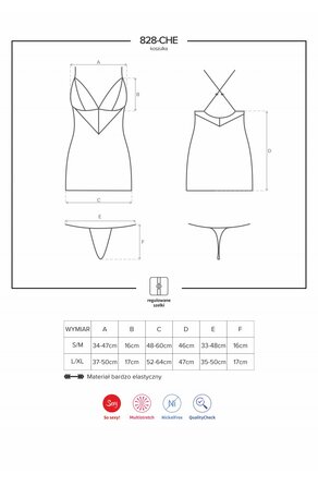 Сорочка та стрінги Obsessive 828-CHE-1 L/XL