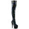 Сапоги Pleaser Adore-3000HWR, каблук 7 дюймов, эластичный ботинок PF 2 3/4 дюйма, молния сбоку, чёрный с чёрной голограммой