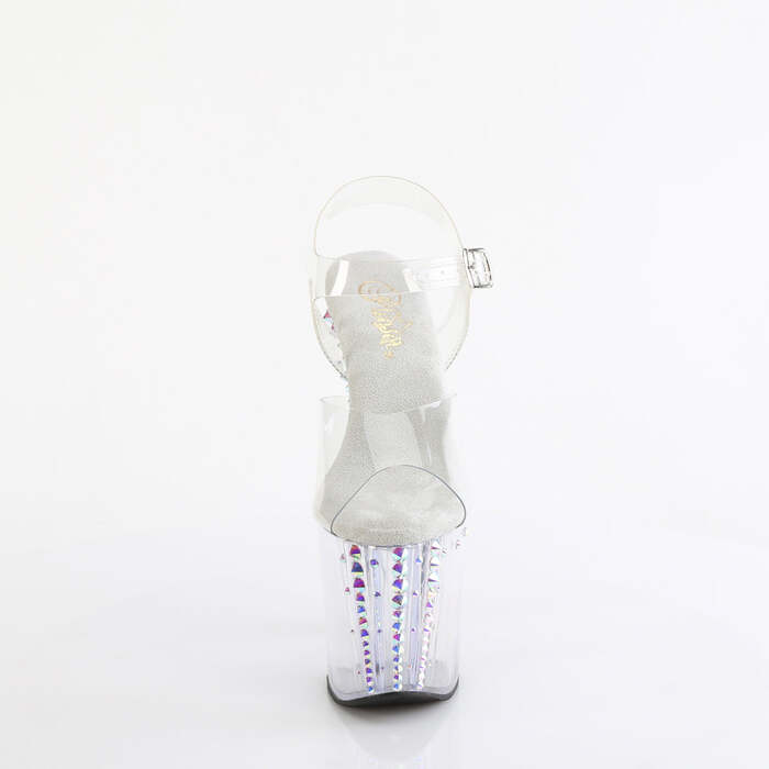 Босоніжки Enchant-708RS-02 на підборах 8 дюймів, босоніжки з ремінцем на щиколотці 3 3/4 дюйма з прикрашеними стразами, прозорі