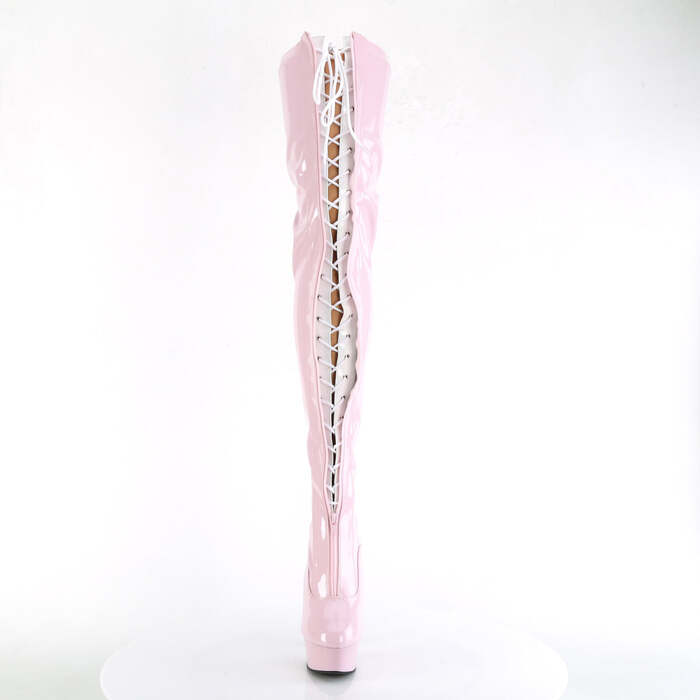 Чоботи Delight-3027 *6 дюймів на підборах, двоколірні чоботи до стегна 1 3/4 дюйма, блискавка спереду, рожеві