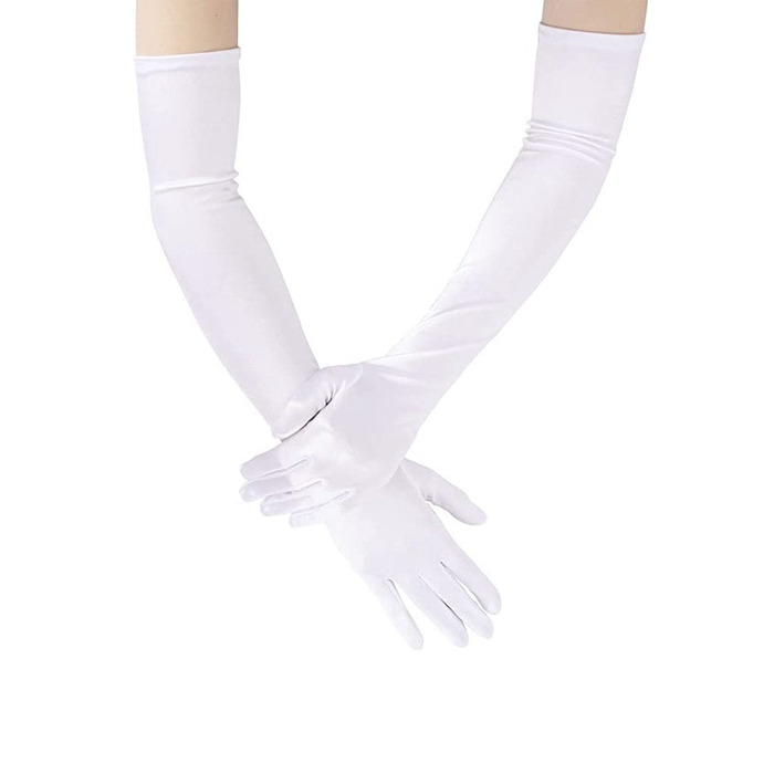 Длинные перчатки Star Night выше локтя, белые, 55 см
