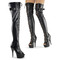 Чоботи Pleaser Delight-3025 на підборах 6 дюймів, чоботи до стегна 1 3/4 дюйма з відкритим носком, шнурівкою та блискавкою ззаду, чорні, веганська шкіра/чорний колір