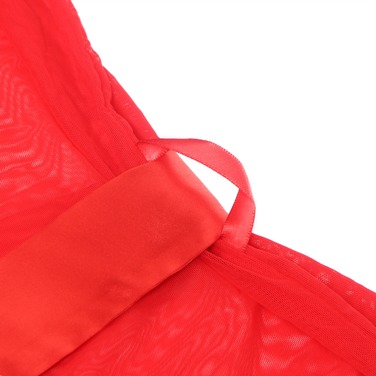 Халатик Star Night з поясом та мереживом, червоний, XS-S