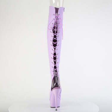 Чоботи Delight-3019 на підборах 6 дюймів, чоботи вище коліна з відкритим носком 1 3/4 дюйма, блискавка збоку, штучна шкіра лавандового кольору