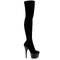 Чоботи Pleaser Adore-3002 на підборах 7 дюймів, еластичні черевики до стегна 2 3/4 дюйма з блискавкою збоку, чорні