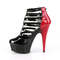 Босоножки Pleaser Delight-695, каблук 15 см, высота 3,5 см, двухцветные ботильоны с пряжками и ремешками, цвет красный/черный