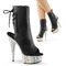 Ботильоны Pleaser Bejeweled-1018DM-6, каблук 15 см, PF, открытый носок, пятка 3/4 дюйма, боковая молния, черная искусственная кожа/серебро