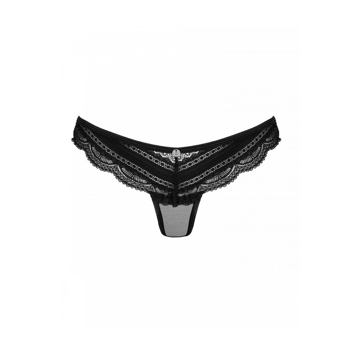Трусики напівпрозорі з мереживом Obsessive Ivannes чорний, L/XL