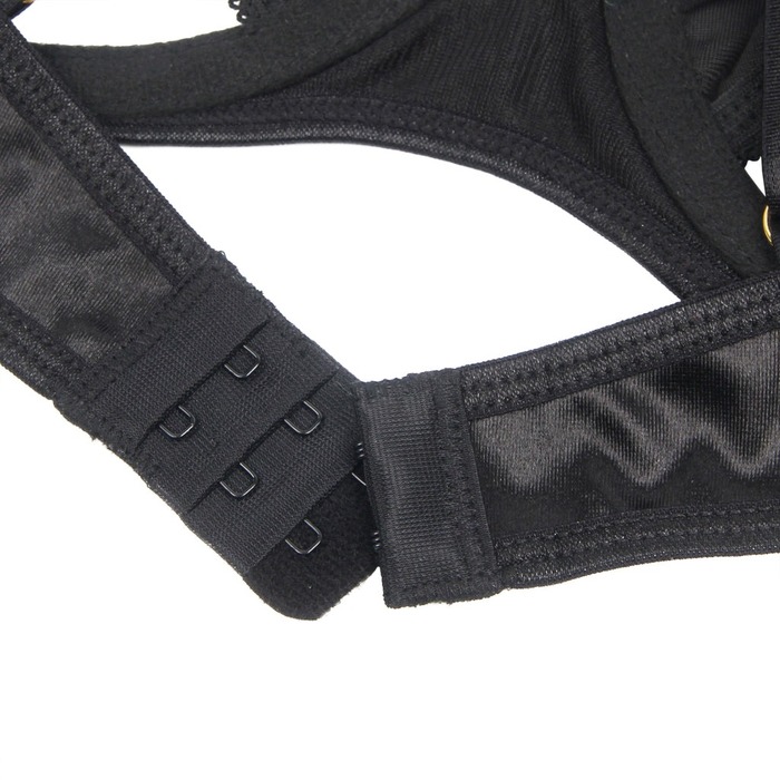 Чорний сексуальний оксамитовий комплект білизни Star Night з чокером та декоративною фурнітурою, L