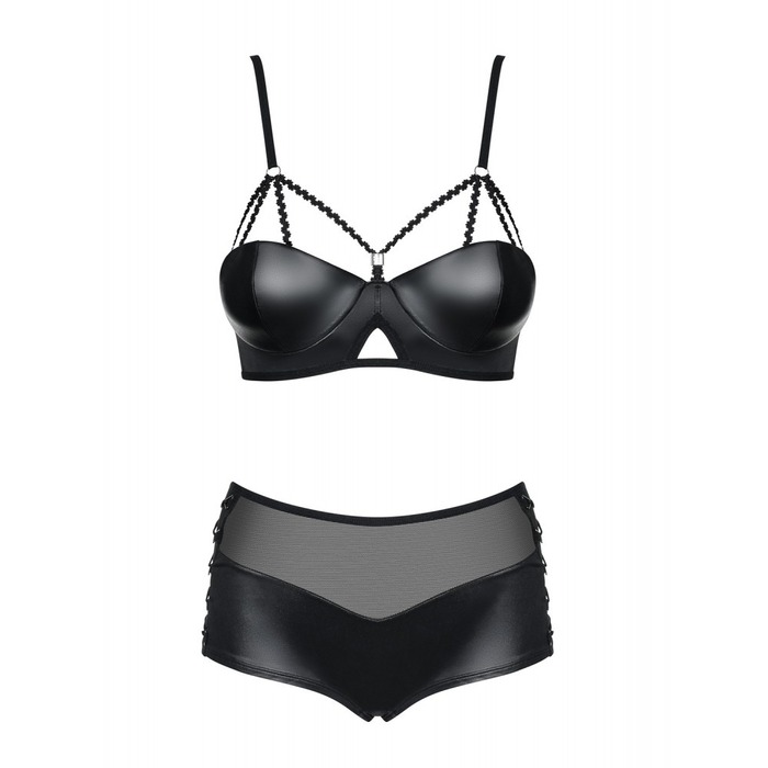 Комплект Obsessive Leatheria 2-pcs set black, S/M