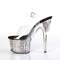 Босоніжки Pleaser Adore-708CG на підборах 7 дюймів, босоніжки з ремінцем на щиколотці 2 3/4 дюйма з блискучими вставками, прозорі/сріблясті