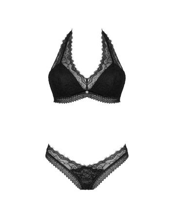 Комплект нижньої білизни Obsessive Medilla з мереживом, чорний, XS-S