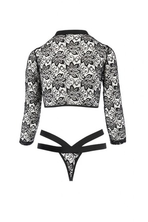 Боди с длинными рукавами и открытой грудью LETICIA BODY black S/M - Passion