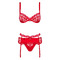 Комплект Obsessive Heartina 3 pcs set L / XL Червоний