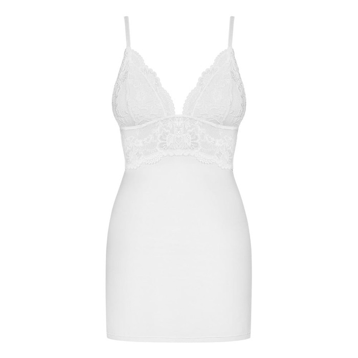 Еротична облягаюча сорочка Obsessive PADDED Сhemise 810-CHE-2 з мереживним ліфом, біла
